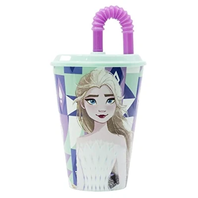 Afbeelding van Stor Herbruikbare kinderbeker met deksel en rietje, 430 ml, Frozen