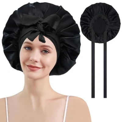 Afbeelding van Coubeau zijden slaapmuts voor dames met 100% muts &#039;s nachts, muts, Blauw
