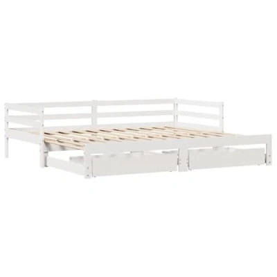 Afbeelding van vidaXL Slaapbank met lades 90x200 cm massief grenenhout wit