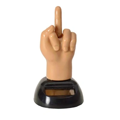Afbeelding van Out of the Blue Solar bewegend figuur middelvinger bruin kunststof 10 cm