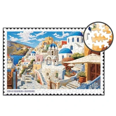 Afbeelding van Milliwood Hello Traveler Verbazingwekkende puzzels plezier voor het hele gezin in onregelmatige vorm Santorini 51 x 34 cm 500 elementen