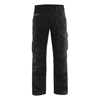 Image de Pantalon services stretch noir/gris foncé, boutons cachés