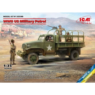 Afbeelding van 1:35 ICM 35599 WWII US Military Patrol G7107 with MG M1919A4 Plastic Modelbouwpakket