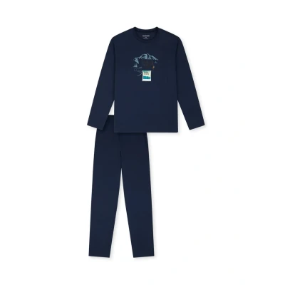 Afbeelding van Schiesser SET Pyjama, Heren, Maat: 140, Dunkelblau