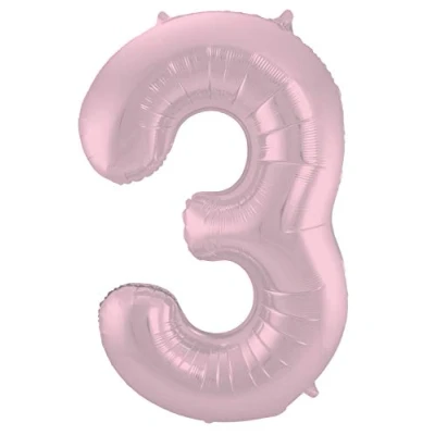 Afbeelding van Folie ballon cijfer 3 Mat Pastel Pink 86cm