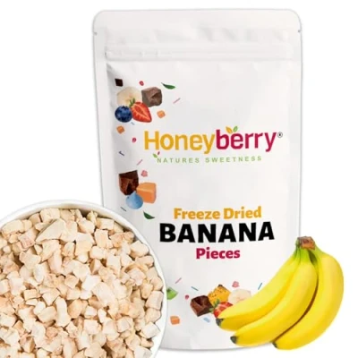 Afbeelding van Gelyophiliseerde bananenstukken (100 g), zonder toevoeging van suiker, 100% natuurlijk, glutenvrij, veganistisch