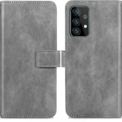 Afbeelding van iMoshion Hoesje Geschikt voor Samsung Galaxy A72 Met Pasjeshouder Luxe Bookcase Grijs