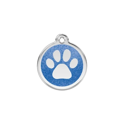 Afbeelding van Paw Print Navy glitter hondenpenning small/klein dia. 2 cm RedDingo