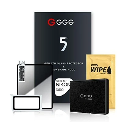 Image de GGS Larmor 5ème Génération Protection d&#039;écran en Verre et Pare Soleil pour Nikon D500 Transparent