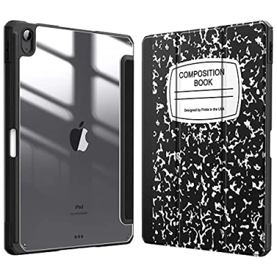 Afbeelding van FINTIE Slanke hybride hoes voor iPad Air 5e generatie (2022) / 4e (2020) 10,9 inch [Geïntegreerde potloodhouder] Transparante achterkant, (compositieboek)