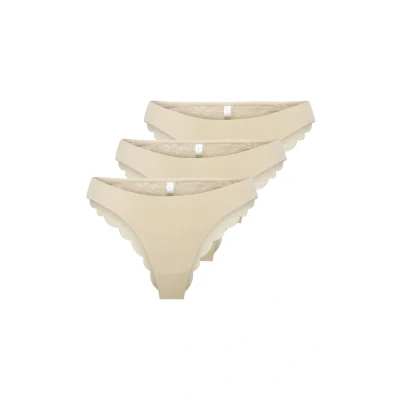 Afbeelding van ONLY dames 3P microfiber brazillians kant chloe beige M