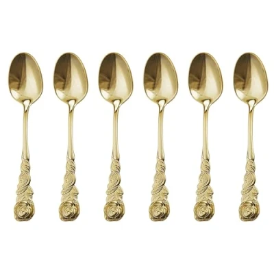 Afbeelding van GRÄWE, espressolepel, rozendecor, kleur goud, 6 stuks