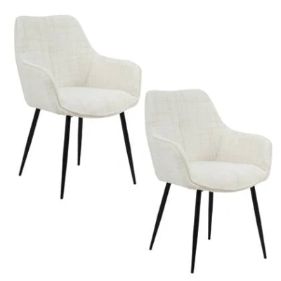 Afbeelding van Housecraft living Jez Eetkamerstoelen met armleuning Beige Set van 2