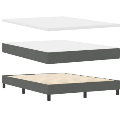 Afbeelding van vidaXL Boxspringbed met matras donkergrijs 160x200 cm stof, Hoofdbord lijnen ontwerp 160 stof