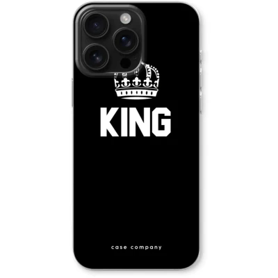 Afbeelding van Case Company® hoesje geschikt voor iPhone 16 Pro Max King zwart Soft Cover Telefoonhoesje Bescherming aan alle Kanten en Schermrand