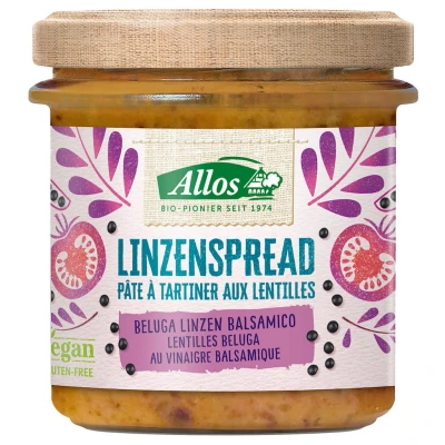 Afbeelding van Allos Spread Linzen Beluga Bio 140 gr