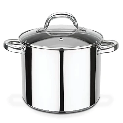 Afbeelding van GSW Stahlwaren GmbH Kookpan met glazen deksel, 24 x 22 cm, 10 l, roestvrij staal, zilver/transparant, 30 cm