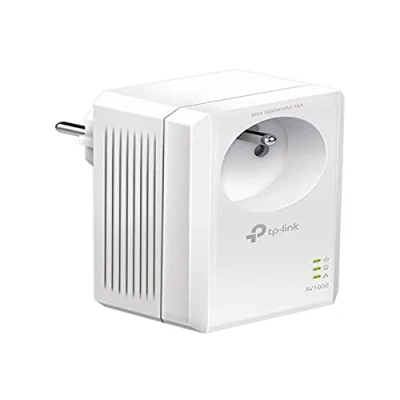 Afbeelding van TP Link CPL 1000 Mbps met 1 Gigabit poort en geïntegreerd stopcontact ideaal voor het genieten van multi tv service thuis, compatibel alle boxen, TL PA7017P (FR)