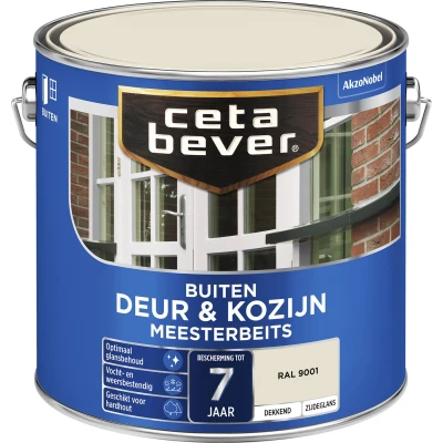 Afbeelding van Ceta Bever Dekkend Meesterbeits RAL 9001 Zijdeglans 2,5 liter Blanke lak &amp; Beits