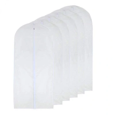 Afbeelding van HomeClean Set van 6 stuks transparante kledinghoezen 60 x 120 cm lang Witte ademende stofwerende kledinghoes met geïntegreerde rits voor danskleding