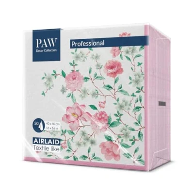 Afbeelding van PAW Serviette de Table Papier Airlaid (40 x 40 cm) I 50 Pièces Idéal pour Mariage, Baptême, Communion, Anniversaire Serviettes en Tissu Décoration Saison Rose