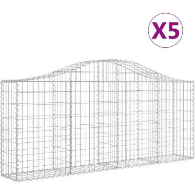 Afbeelding van VidaXL Schanskorven 5 st gewelfd 200x30x80/100 cm gegalvaniseerd ijzer
