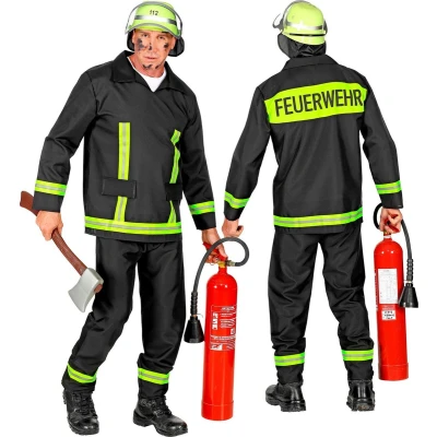 Afbeelding van Widmann Kostuum brandweerman, levensredder, vuurfighter, jas en broek, carnaval, themafeest