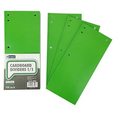 Image de D.RECT Lot de 100 intercalaires en carton 11 x 24 cm 160 g/m² Vert 009630