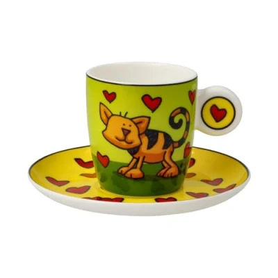 Afbeelding van Goebel Ed Heck Kop en schotel Espresso Love Cat Porselein 12cm 100ml
