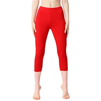Afbeelding van Bellivalini BLV BLV50 184 LE Dames Capri Leggings Sport Vrijetijdsbroek 3/4 Lengte Katoen Sporbroek Yogabroek Wijnrood XXL