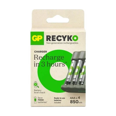 Image de GP Batteries Chargeur De Piles Usb + 4 Aaa 850 Mah Rechargeables (gpb421/85aaahce 2b4)