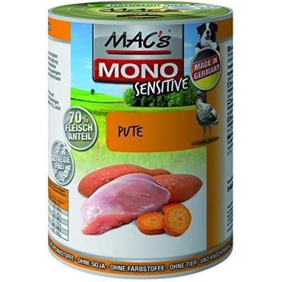 Afbeelding van MAC’s Hondenvoer Natvoer Blik Mono Sensitive Kalkoen 6 x 400g