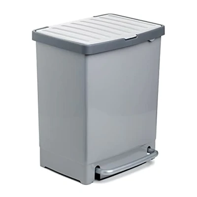 Afbeelding van TATAY Recycling pedaalemmer, 25 liter inhoud (met scheidingswand 17 l + 8 l), afneembaar, BPA vrij polypropyleen, kleur grijs