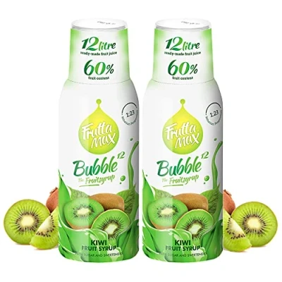Image de 2 x FruttaMax Concentré de sirop fruits Moins sucre avec 60% convient pour machine à soda (2 500 ml) Kiwi)