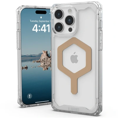 Afbeelding van Urban Armor Gear Plyo MagSafe Backcover Apple iPhone 15 Pro Max Ice, Transparant, Goud compatible