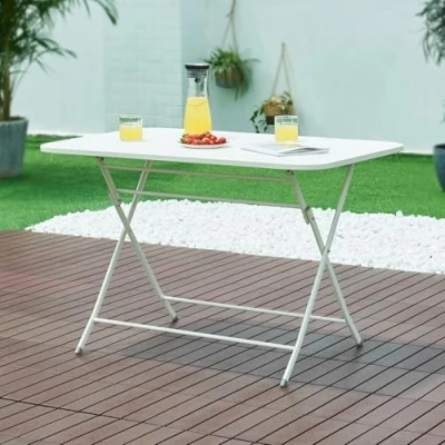 Afbeelding van Klaptafel Sande tuintafel metaal vierkant 71x110x70 cm wit [en.casa]