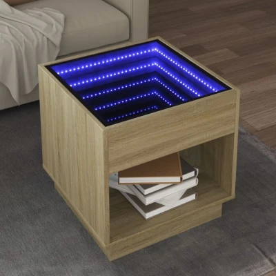 Afbeelding van vidaXL Salontafel met Infinity LED 50x50x50 cm sonoma eikenkleurig