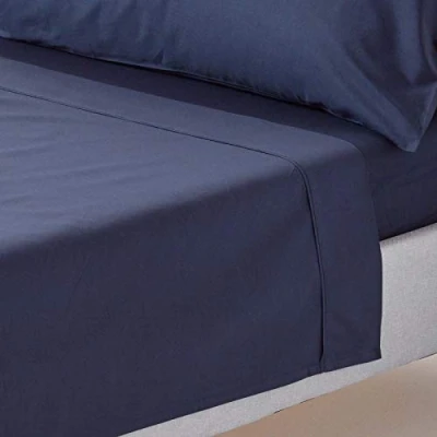 Afbeelding van Homescapes Perkaal laken zonder elastiek 240 x 275 cm, donkerblauw 100% Egyptisch katoen