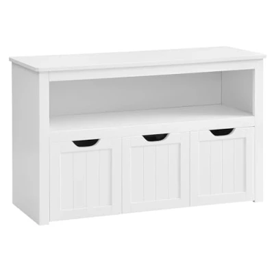 Afbeelding van VASAGLE Opbergkast voor speelgoed, rek kinderen, kast, commode, met 3 vakken wielen, woonkamer, slaapkamer, speelkamer, 30 x 102 60 cm, wit LHS380W01