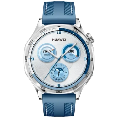 Image de Huawei Watch GT 5 46mm Argent (Bracelet En Tissu Bleu)