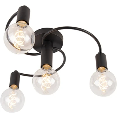 Afbeelding van QAZQA Smart plafondlamp zwart incl. 4 Wifi G95 Facile