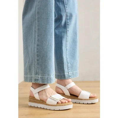 Afbeelding van Gabor Comfort Sandalen met plateauzool weiss, Dames, Maat: 38, Weiss Leer
