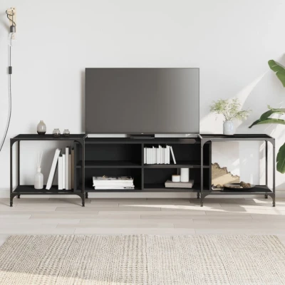Afbeelding van Tv meubel 203x37x50 cm bewerkt hout zwart