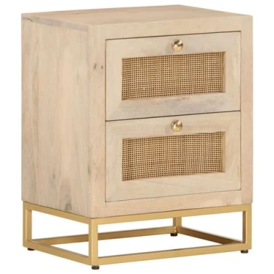 Afbeelding van Nachtkastje 40X30X50 Cm Massief Mangohout En Ijzer