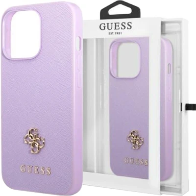 Afbeelding van Guess GUHCP13XPS4MU hoesje voor iPhone 13 Pro Max paars/paars hardcase Saffiano 4G klein metalen logo