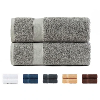 Image de Todocama Lot de 2 Serviettes Douche, 100% Coton 550 g/m², Extra Douces, très absorbantes et à séchage Rapide. Dimensions : 70 x 140 cm, Couleur Gris Clair.