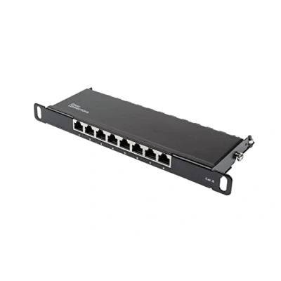 Afbeelding van Good Connections 10 inch patchpaneel voor wandkast/netwerkkast categorie 6, 250 MHz GIGABIT compatibel, 8 poorten, 0,5 U, afgeschermd, opening zonder gereedschap, diepzwart (RAL9005)