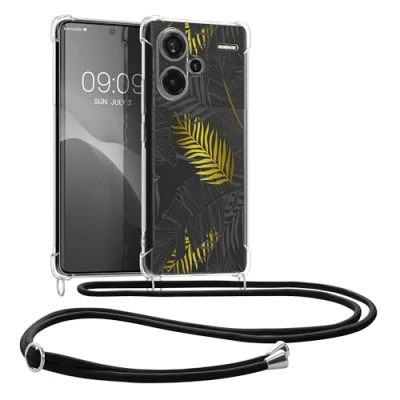 Afbeelding van kwmobile telefoonhoesje geschikt voor Xiaomi Redmi Note 13 Pro+ 5G / Pro Plus Hoesje met telefoonkoord Back cover smartphone Case in geel grijs transparant