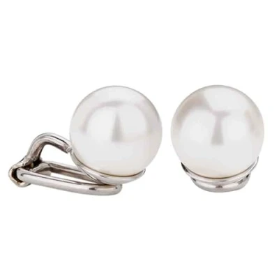 Afbeelding van Traveller Clip Oorbellen Oorclips Dames Zilverkleurig Parels 10 mm Wit Pareloorclips 700110