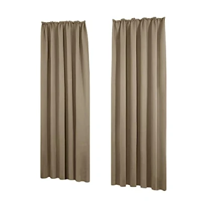 Afbeelding van Deconovo 2 stuks verduisteringsgordijnen, thermische isolatie, raamgordijn, voor slaapkamer, keuken, woonkamer, 140 x 160 cm, bruin